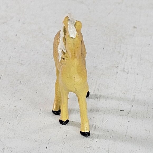 Miniature Metal Palomino Horse Figurine Hand Painted Collectible Mini Stallion - Picture 4 of 8
